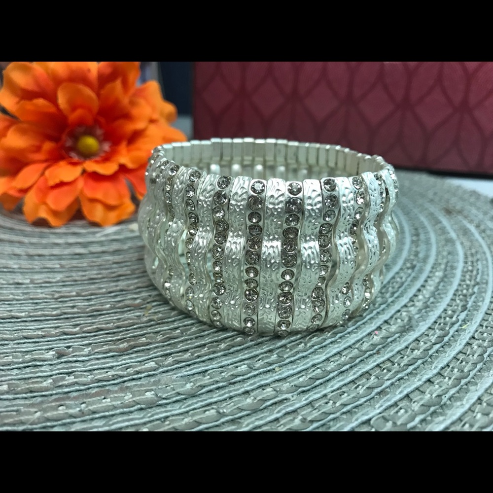 Silver and diamond studded bracelet